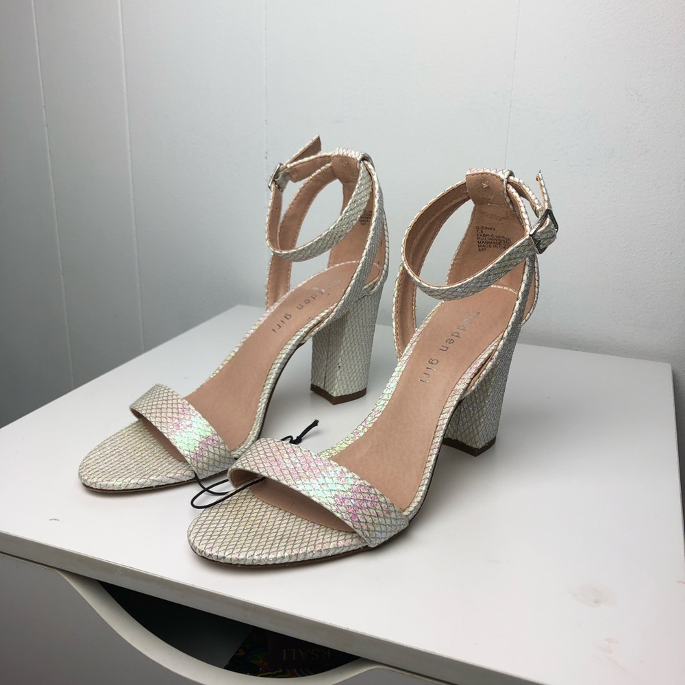 Madden Girl Hologram Mesh Block Heel 7.5